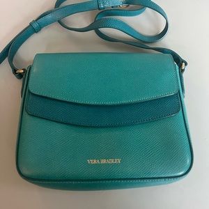 New Vera Bradley teal two tone leather crossbody bag